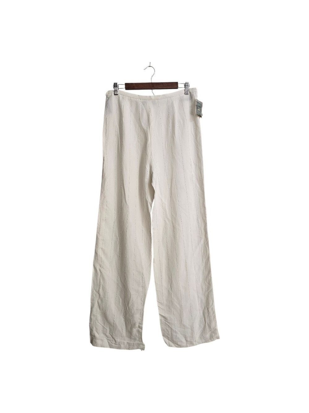 Henry White Ireland Linen Blend High Rise Wide Leg Pants In Ivory NWT Sz 12